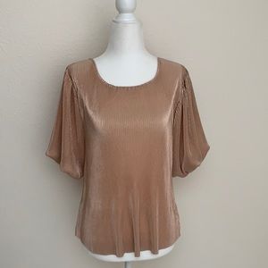 NEW Rose Gold stretch knit fabric puff sleeve top